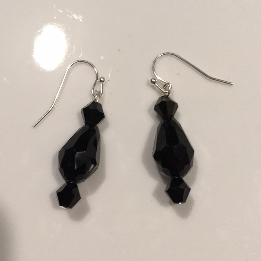 Handmade glass bead and silver earrings